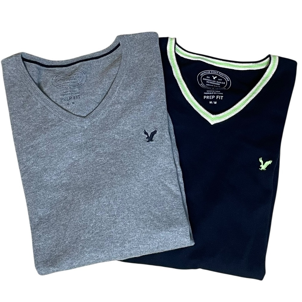 American Eagle Outfitters V-Neck Long Sleeve Preppy Retro Y2K Sweater Bundle - M